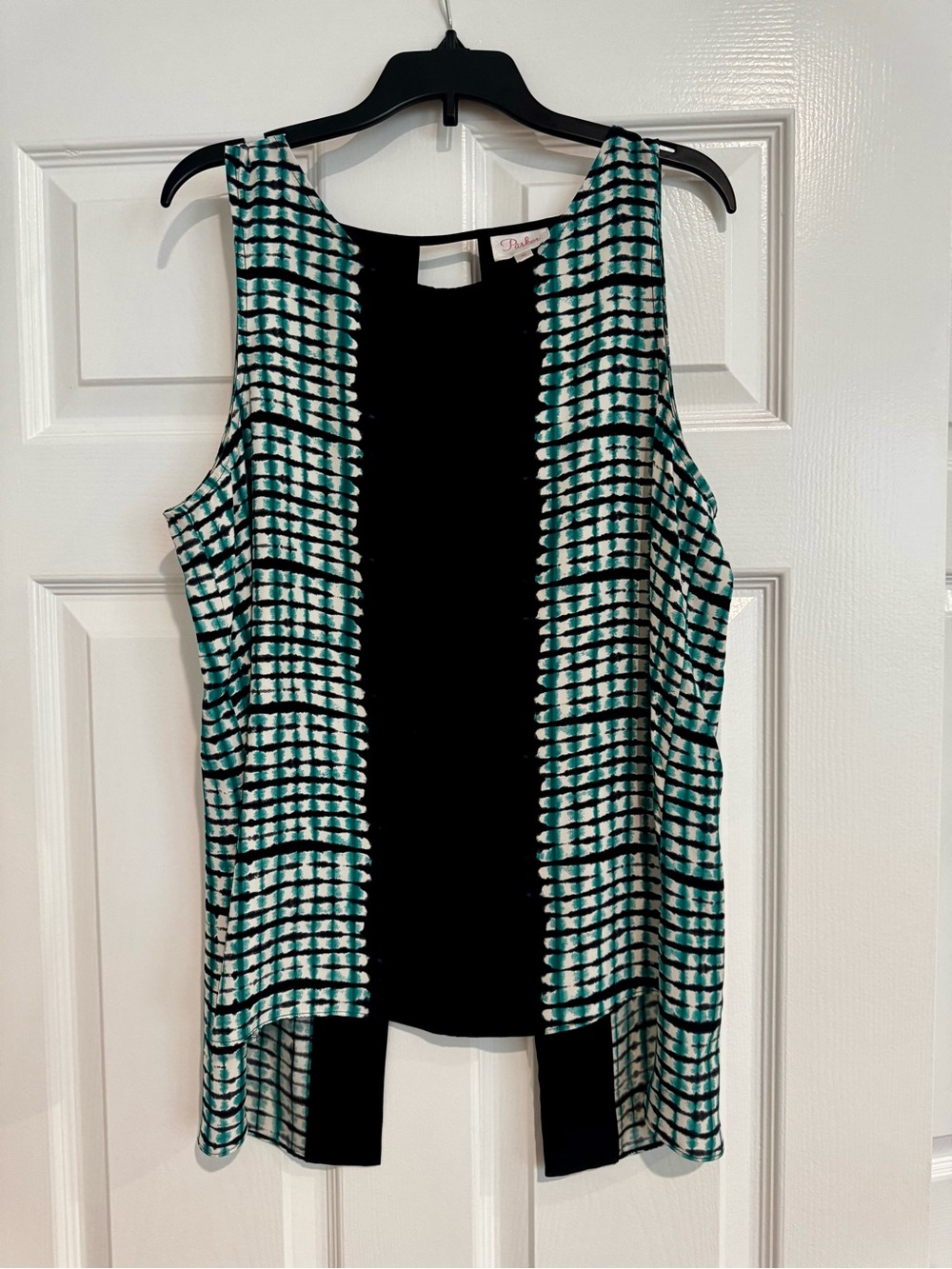 Parker Silk Tie Dye Color Block Open Back Sleeveless Top